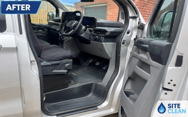 The same footwell restored to a like-new finish